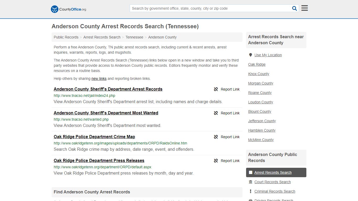 Arrest Records Search - Anderson County, TN (Arrests & Mugshots)